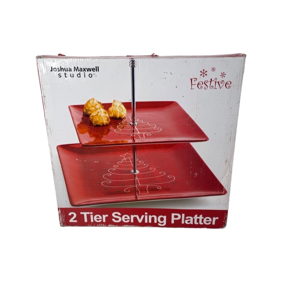 SALE - 2 Tier Christmas Serving Tray - Picture 1 of 3
